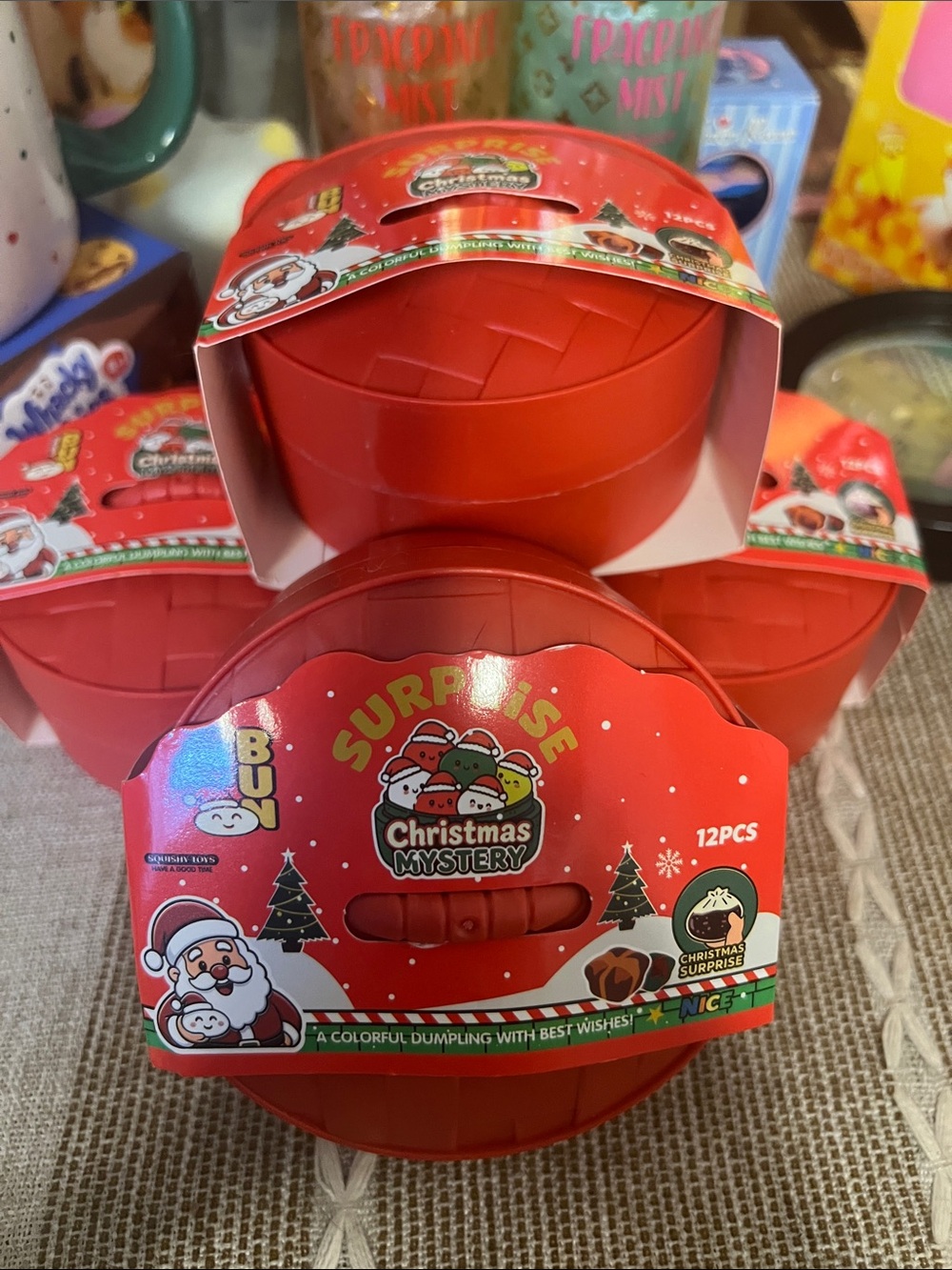 Christmas Mystery Surprise Red Kids Toy Set - 4 Surprise Dumplings